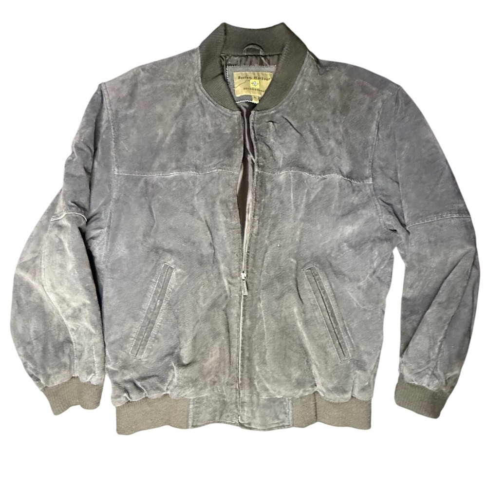 Boston Harbour‎ Mens Genuine Suede Leather Bomber Jacket Olive XL RN 65030